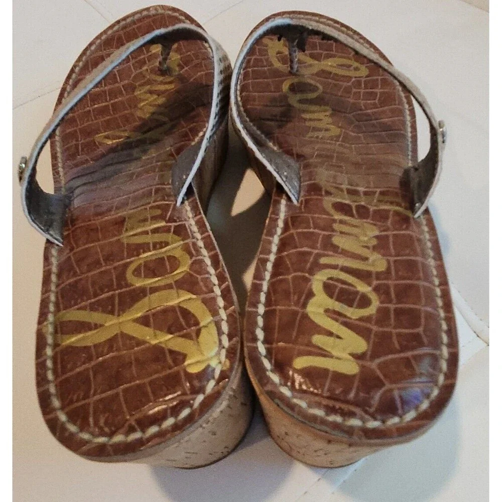 SAM EDELMAN Womens Shoes Leather Espadrille Platform cork Wedge Sandals ROMY 9 M